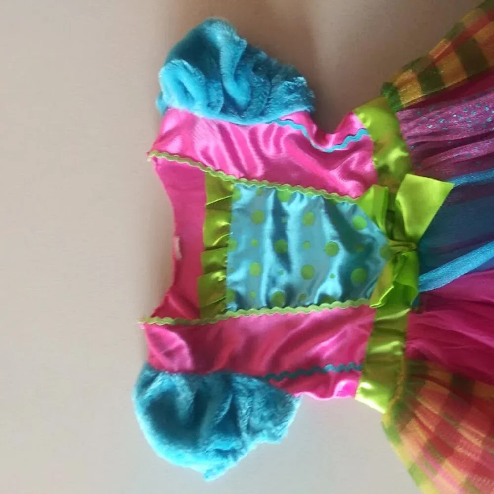 Little Monster girls size XS (0-2) pink, yellow, green blue dress costume